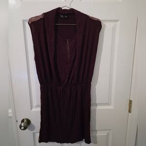 NEW Large POL Burgundy Mini Dress With Lace Design